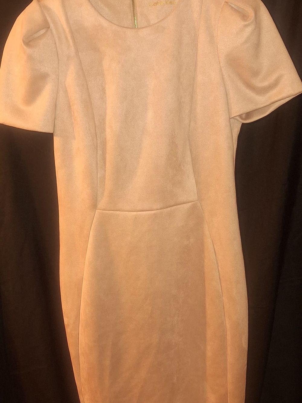 Calvin Klein Peach Short Sleeve Midi Sheath Dress